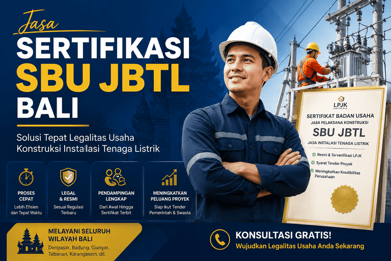 Jasa Sertifikasi SBU JBTL Bali Terpercaya untuk Kontraktor Listrik-jasa legal ID