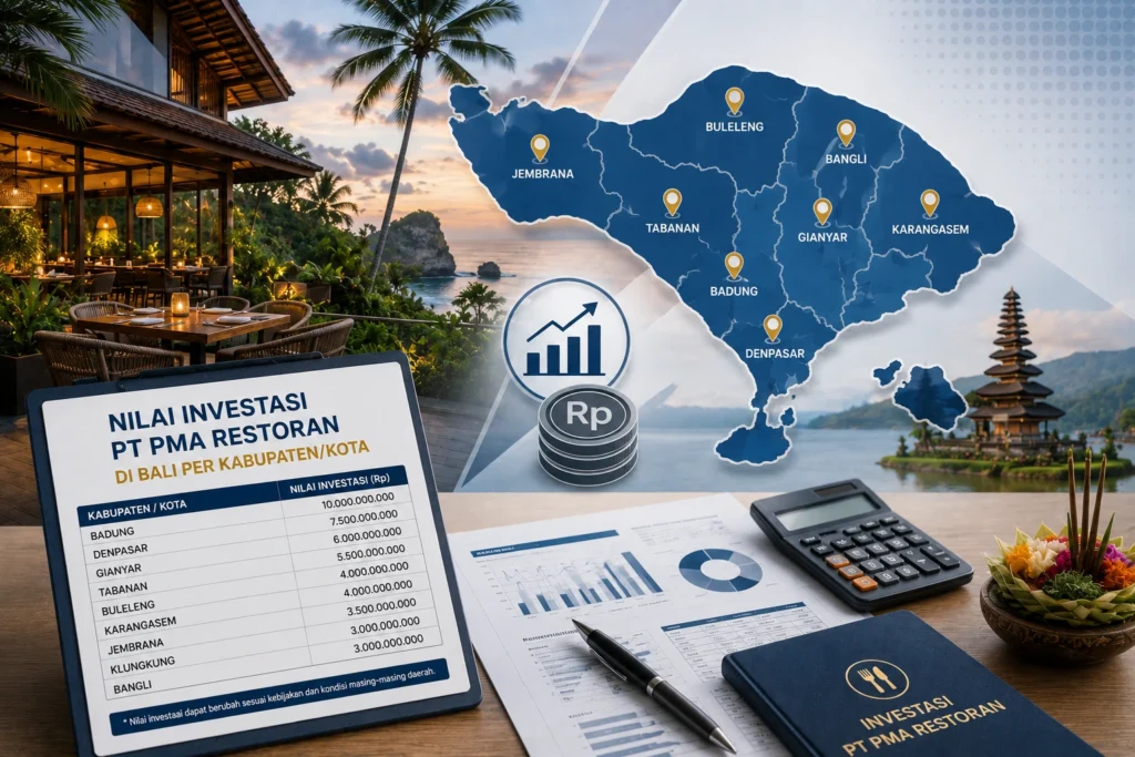 Nilai Investasi PT PMA Restoran di Bali per KabupatenKota